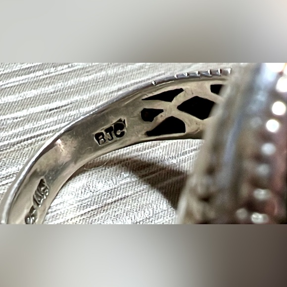 Vintage Designer Signed BJC Sterling Silver & 18K Gold Blue Topaz Ring,Size 5.75 - Picture 8 of 11